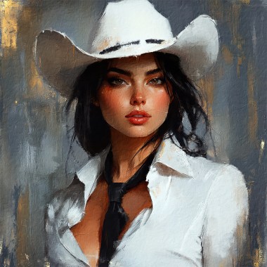 Vrouw in cowboyhoed